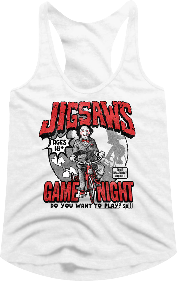 Ladies Jigsaw's Game Night Saw Racerback Tank Top