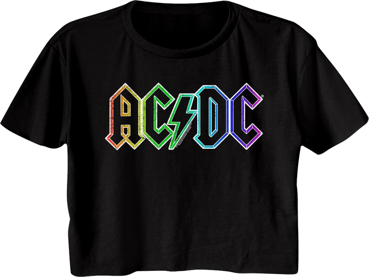 Ladies Neon Logo ACDC Crop Top