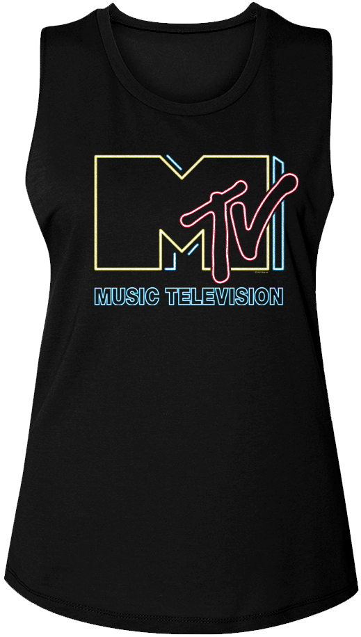 Ladies Neon Logo MTV Muscle Tank Top
