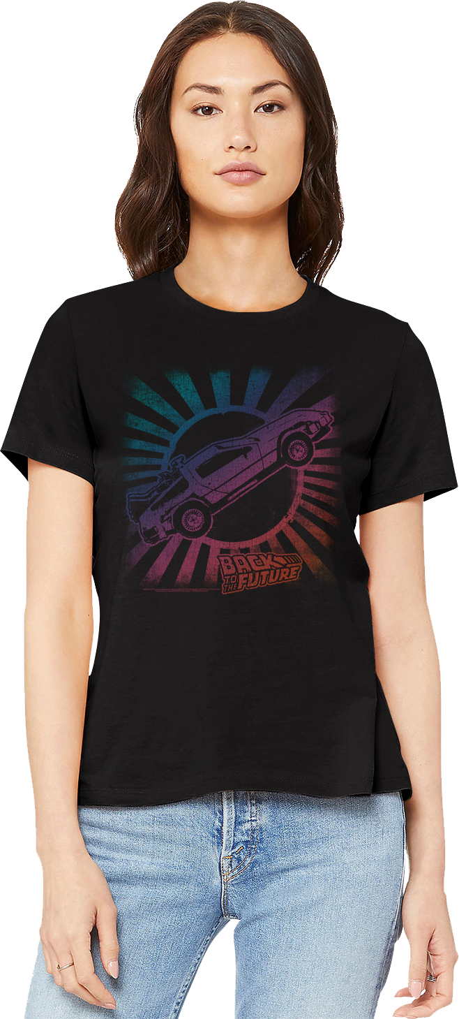 Womens Rainbow DeLorean Back To The Future Shirt