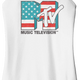 Ladies Stars And Stripes Logo MTV Sleeveless Rocker Tank Top thumbnail