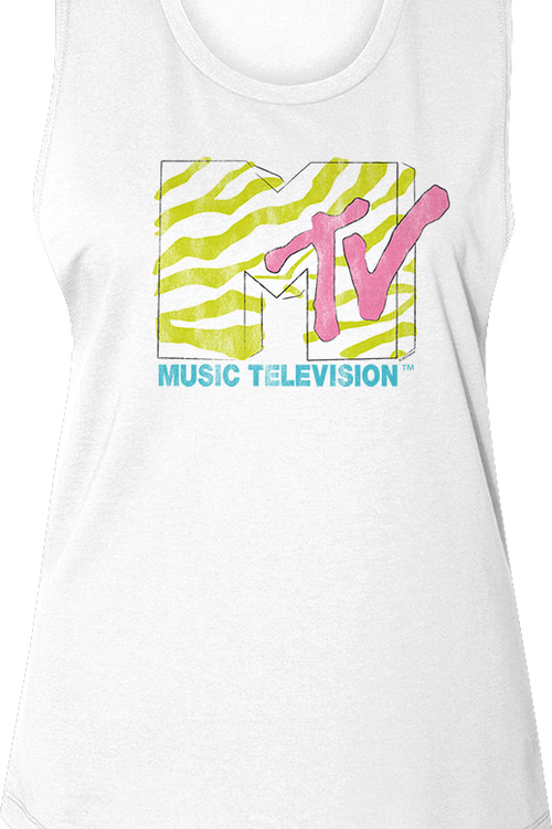 Ladies Stripes Logo MTV Muscle Tank Top