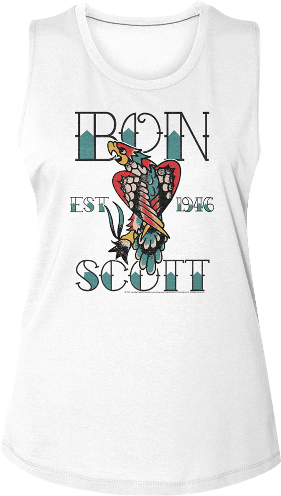 Ladies Tattoo Bon Scott Muscle Tank Top