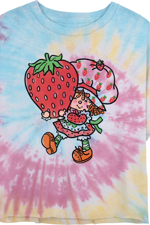 Ladies Tie Dye Strawberry Shortcake Crop Top