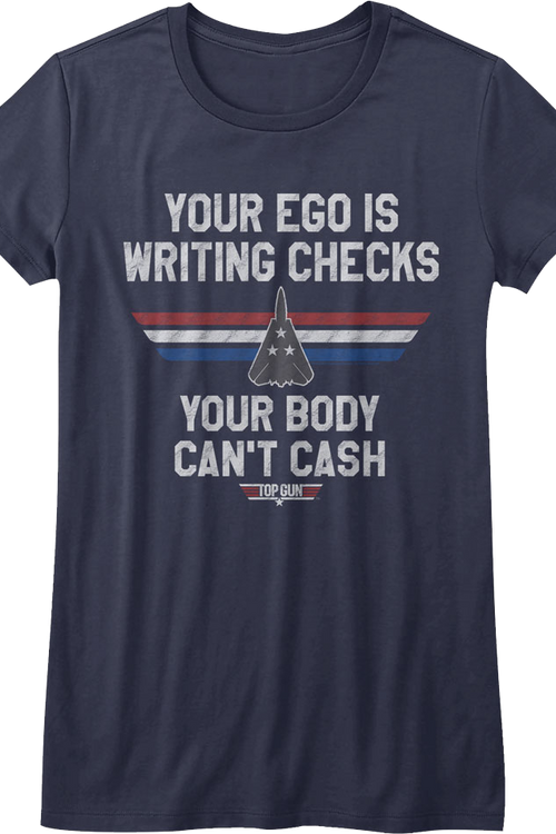 Womens Writing Checks Top Gun Shirt