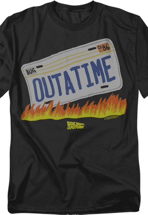 License Plate & Flames Back To The Future T-Shirt