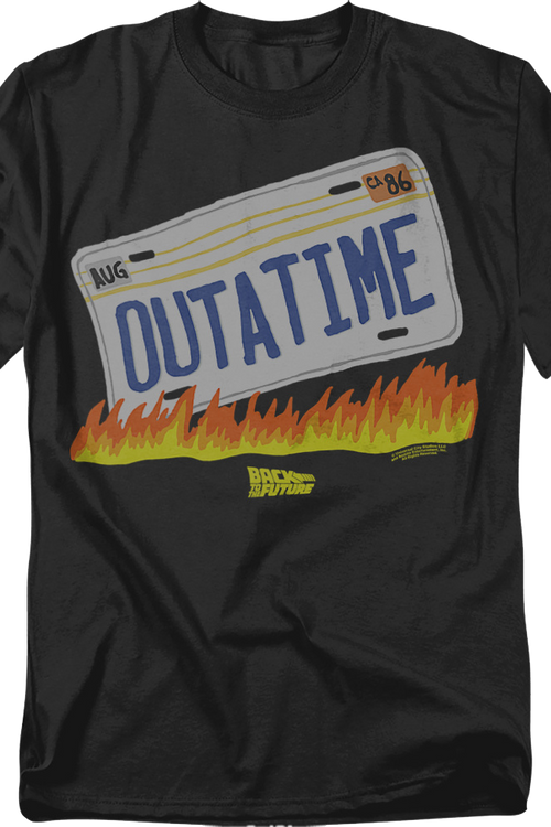 License Plate & Flames Back To The Future T-Shirt