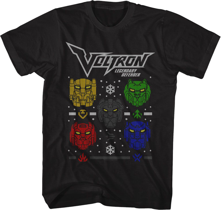 Lion Heads Faux Ugly Christmas Sweater Voltron T-Shirt