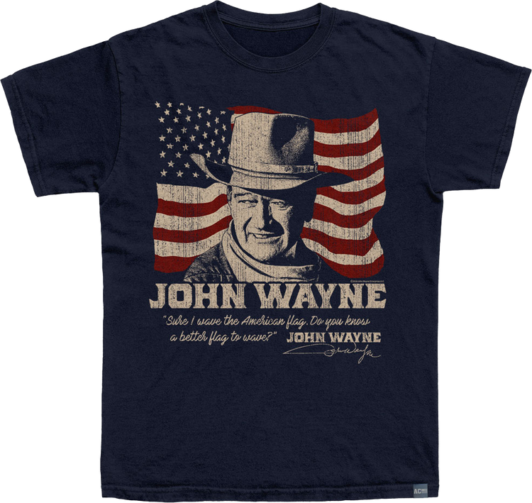 Made In USA John Wayne American Flag T-Shirt