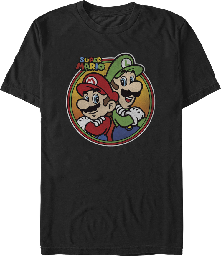 Mario & Luigi Retro Circle Super Mario Bros. T-Shirt