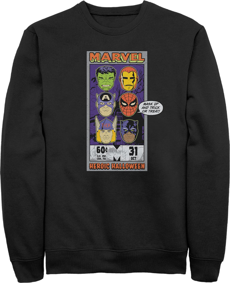 Mask Up And Trick Or Treat Marvel Comics Sweatshirt
