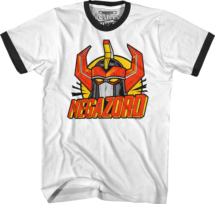 Megazord Head Mighty Morphin Power Rangers Ringer Shirt