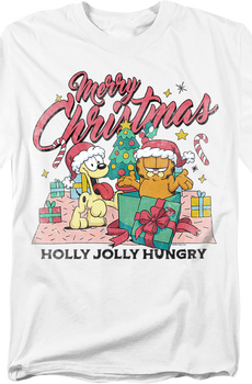 Merry Christmas Holly Jolly Hungry Garfield T-Shirt
