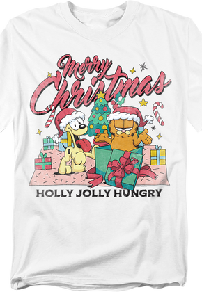 Merry Christmas Holly Jolly Hungry Garfield T-Shirt