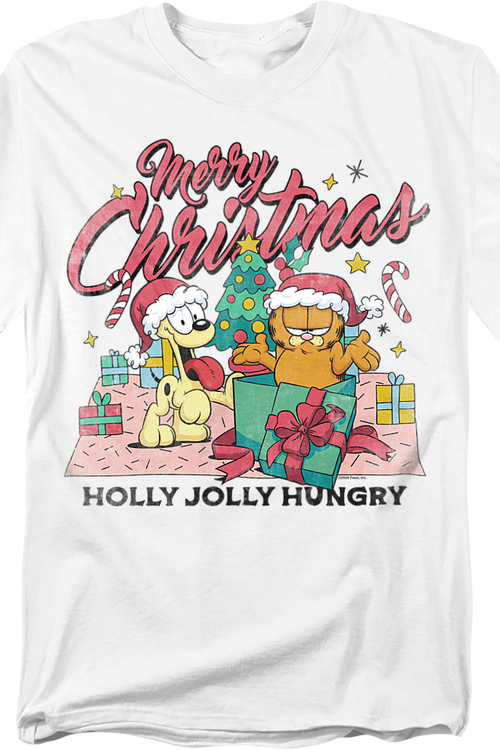 Merry Christmas Holly Jolly Hungry Garfield T-Shirt