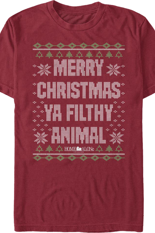 Merry Christmas Ya Filthy Animal Faux Knit Sweater Home Alone T-Shirt