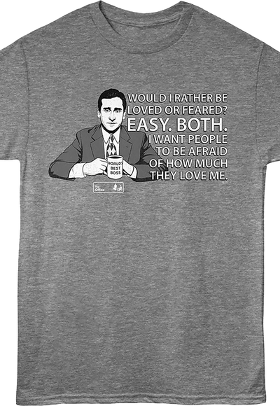 Michael Scott Would I Rather Be Feared Or Loved The Office T-Shirt