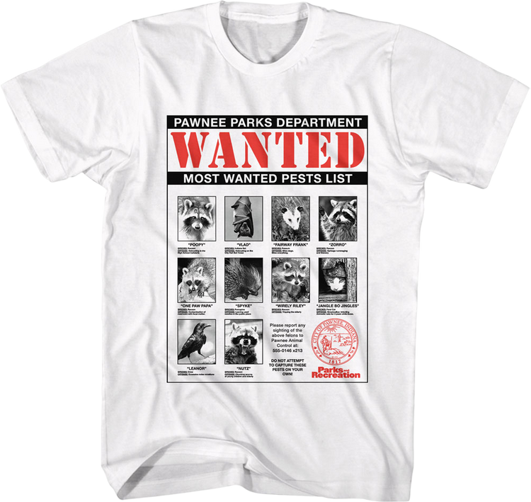 Most Wanted Pests List Parks and Recreation T-Shirt