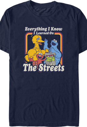 Navy Everything I Know I Learned On The Streets Sesame Street T-Shirt