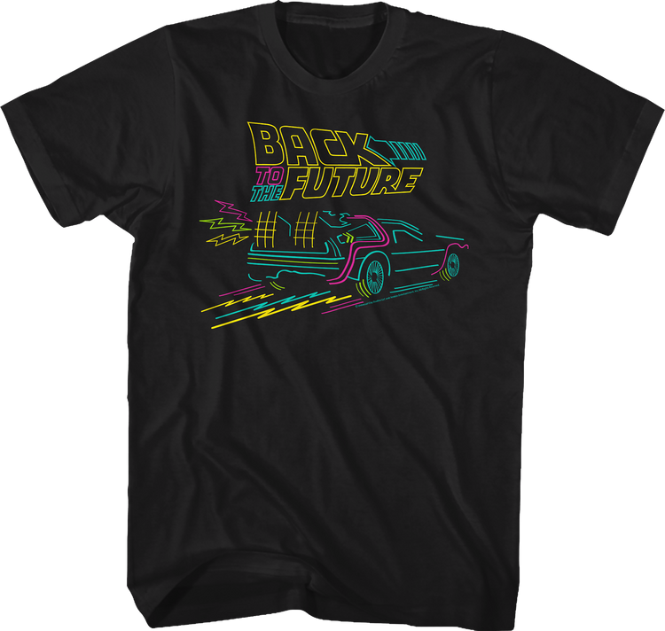Neon DeLorean Back To The Future T-Shirt