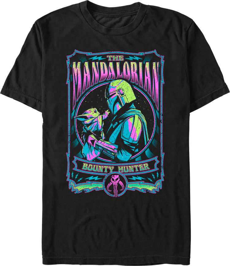 Neon Grogu & Din Djarin Mandalorian Poster Star Wars T-Shirt