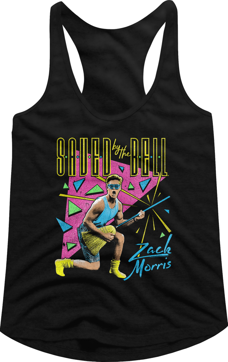 Ladies Neon Zack Morris Saved By The Bell Racerback Tank Top