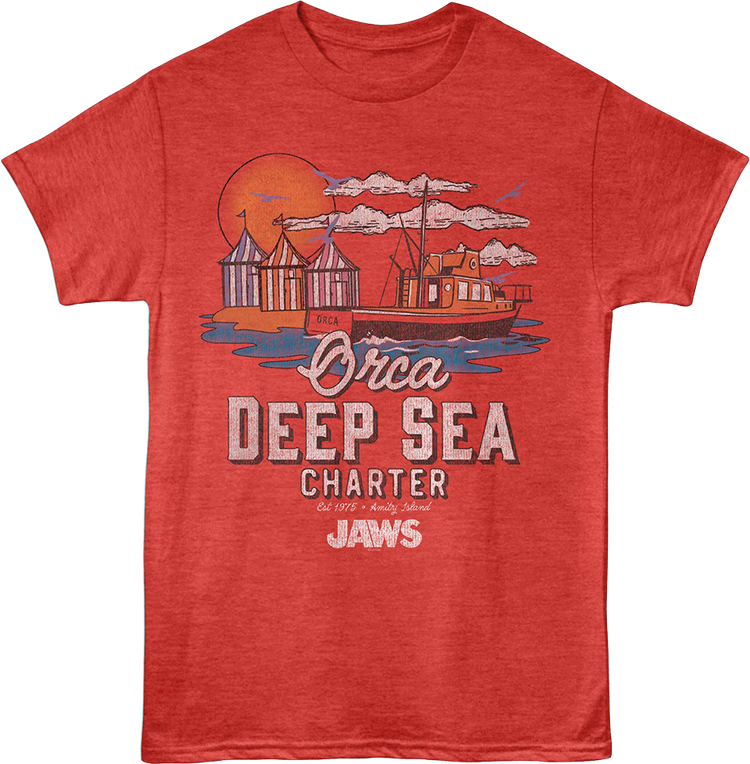 Orca Deep Sea Charter Illustration Jaws T-Shirt