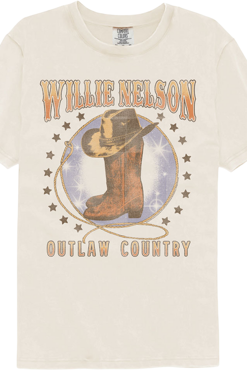 Outlaw Country Boots & Hat Willie Nelson Comfort Colors Brand T-Shirt