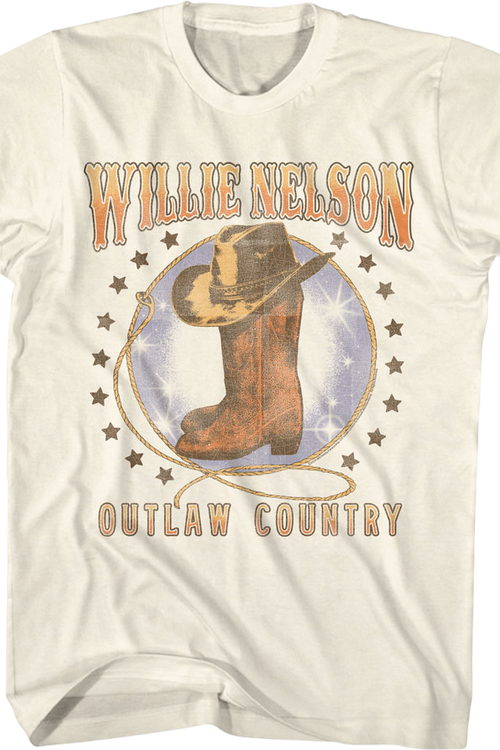 Outlaw Country Boots & Hat Willie Nelson T-Shirt