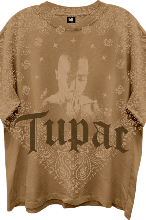 Front & Back Praying Hands Tupac Shakur Oversized T-Shirt