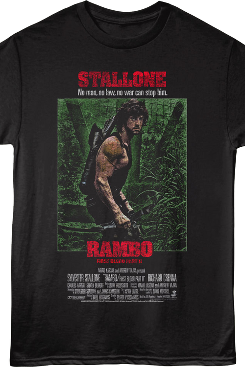 Rambo: First Blood Part II Tagline Poster Rambo T-Shirt