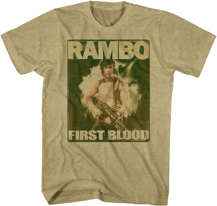 Khaki First Blood Poster Rambo T-Shirt