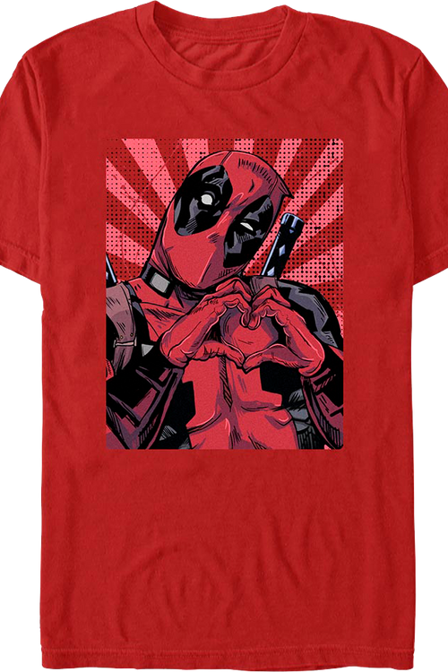 Red Deadpool Heart Hands Marvel Comics T-Shirt