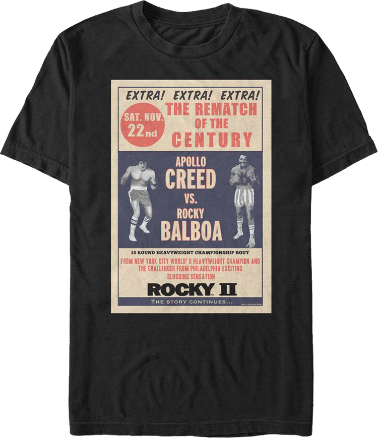 Rematch Of The Century Poster Rocky II T-Shirt