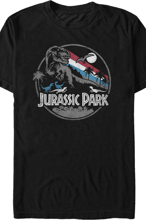 Retro Dinosaur Circle Jurassic Park T-Shirt