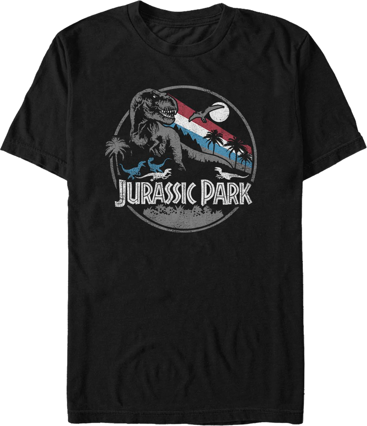 Retro Dinosaur Circle Jurassic Park T-Shirt