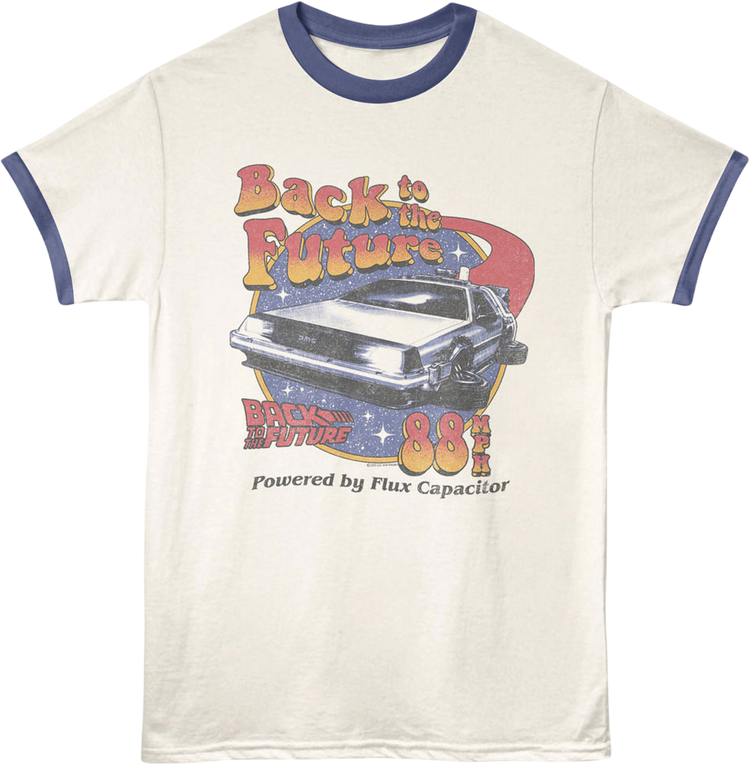 Retro Powered By Flux Capacitor Back To The Future Ringer Shirt