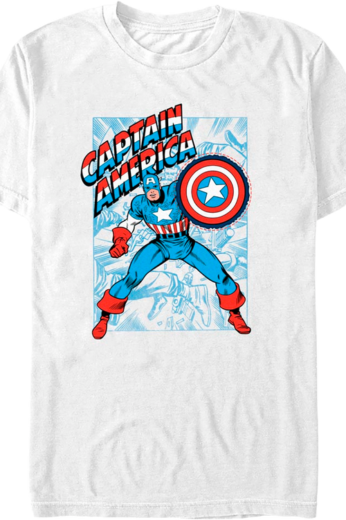 White Shielded Captain America Marvel Comics T-Shirt