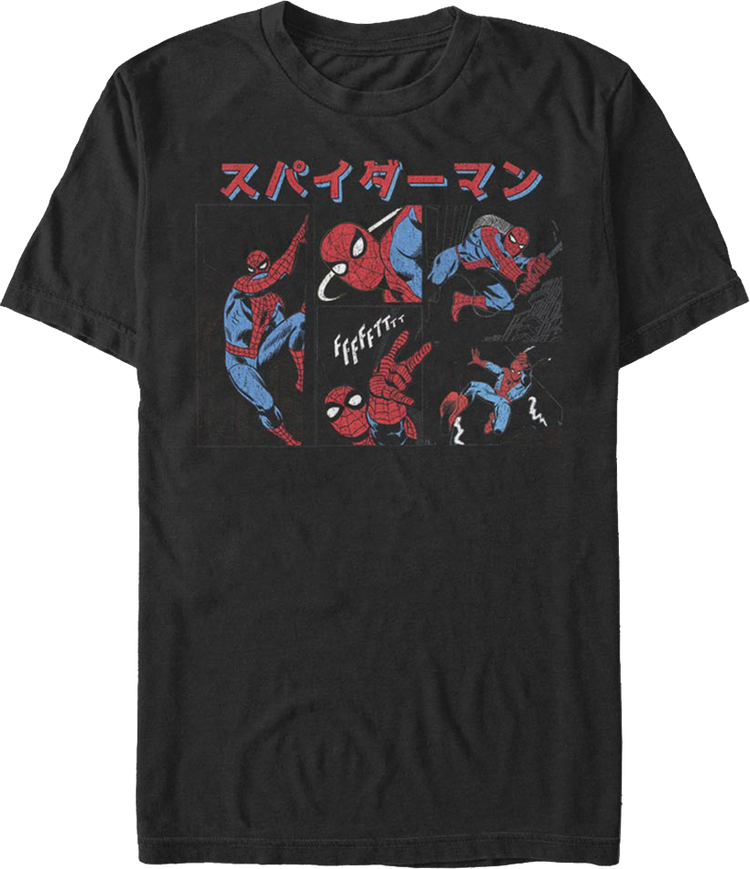 Spider-Man Japanese Collage Marvel Comics T-Shirt