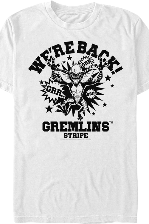 White Stripe We're Back Gremlins T-Shirt