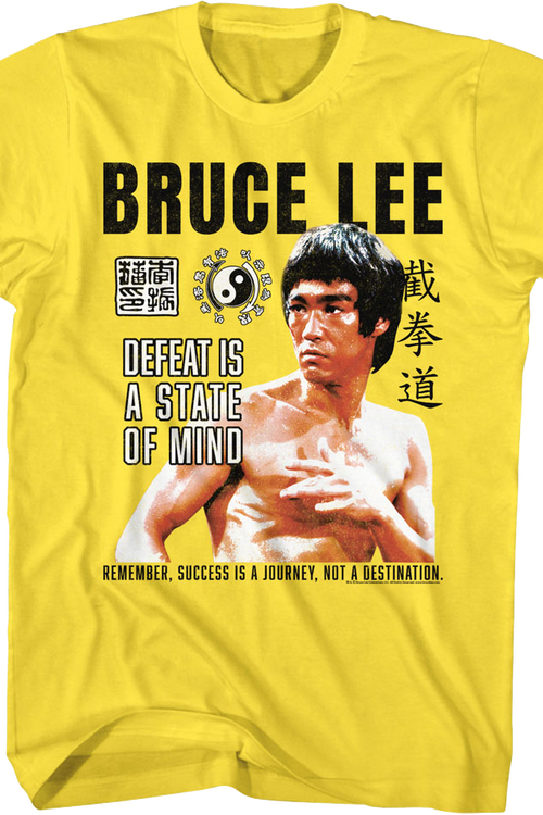 Vintage Yellow Defeat Is A State Of Mind Bruce Lee T-Shirt