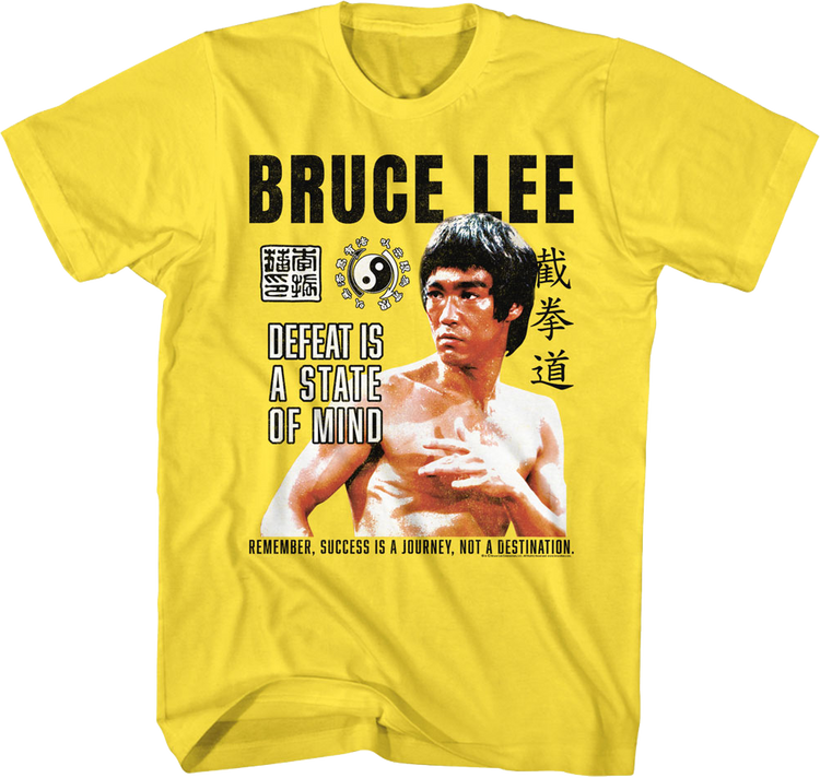 Vintage Yellow Defeat Is A State Of Mind Bruce Lee T-Shirt