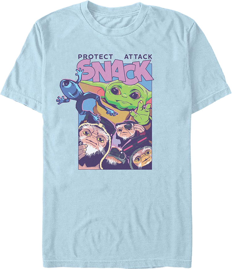 The Mandalorian And Grogu Protect Attack Snack Star Wars T-Shirt