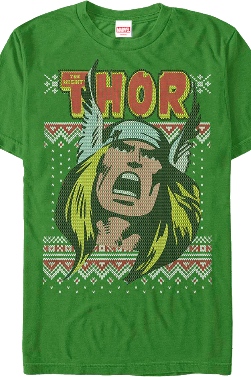 Thor Faux Ugly Christmas Sweater Marvel Comics T-Shirt