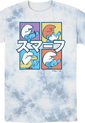 Tie Dye Japanese Blocks Smurfs T-Shirt