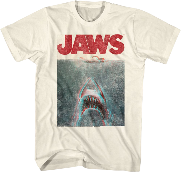 Vintage 3D Movie Poster Jaws T-Shirt
