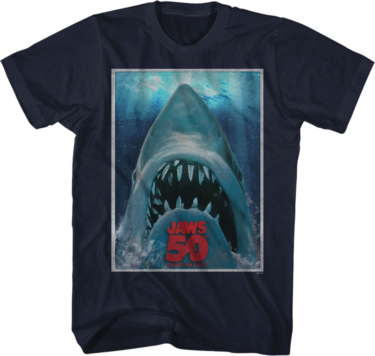 Vintage 50th Anniversary Poster Jaws T-Shirt