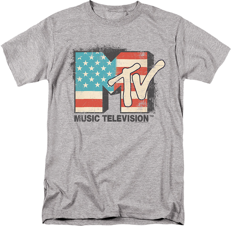 Vintage American Flag Logo MTV T-Shirt