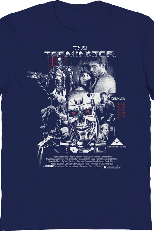 Blue Vintage Collage Poster Terminator T-Shirt