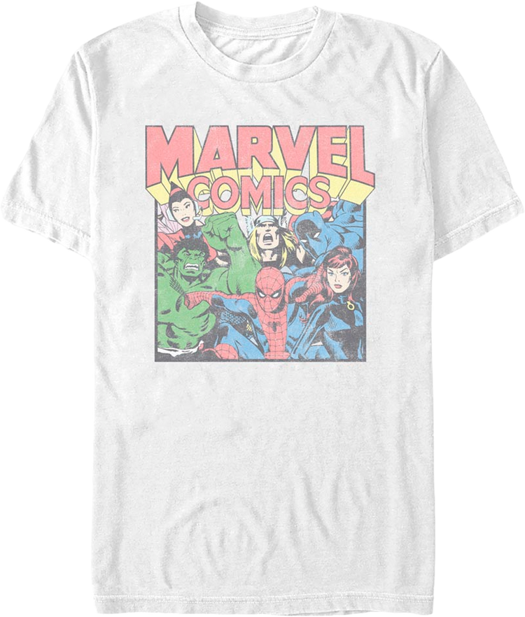 Vintage Heroes Collage Marvel Comics T-Shirt